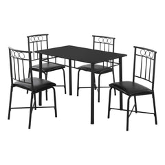 Dining Table Set - 5 Pieces - Black / Black Metal